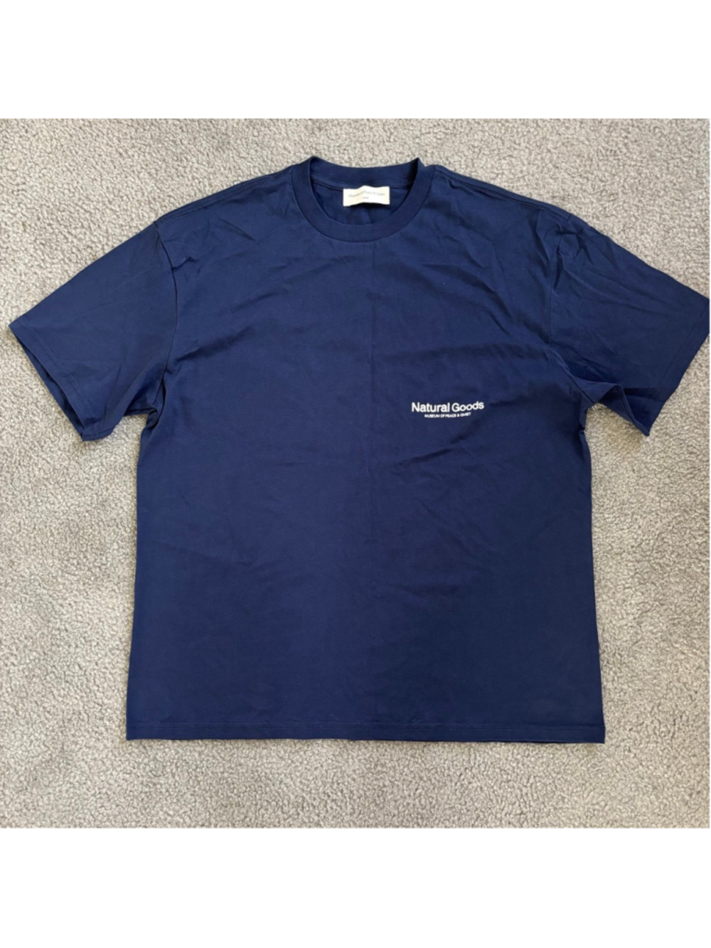 NWOT Museum of Peace and Quiet Natural Goods Men’s Crewneck TShirt in Navy | Lg